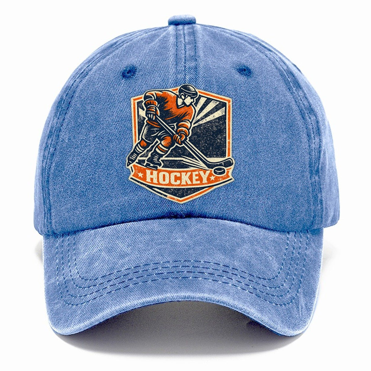 Vintage Screenprint Ice Hockey Player Classic Cap – Summer Sky