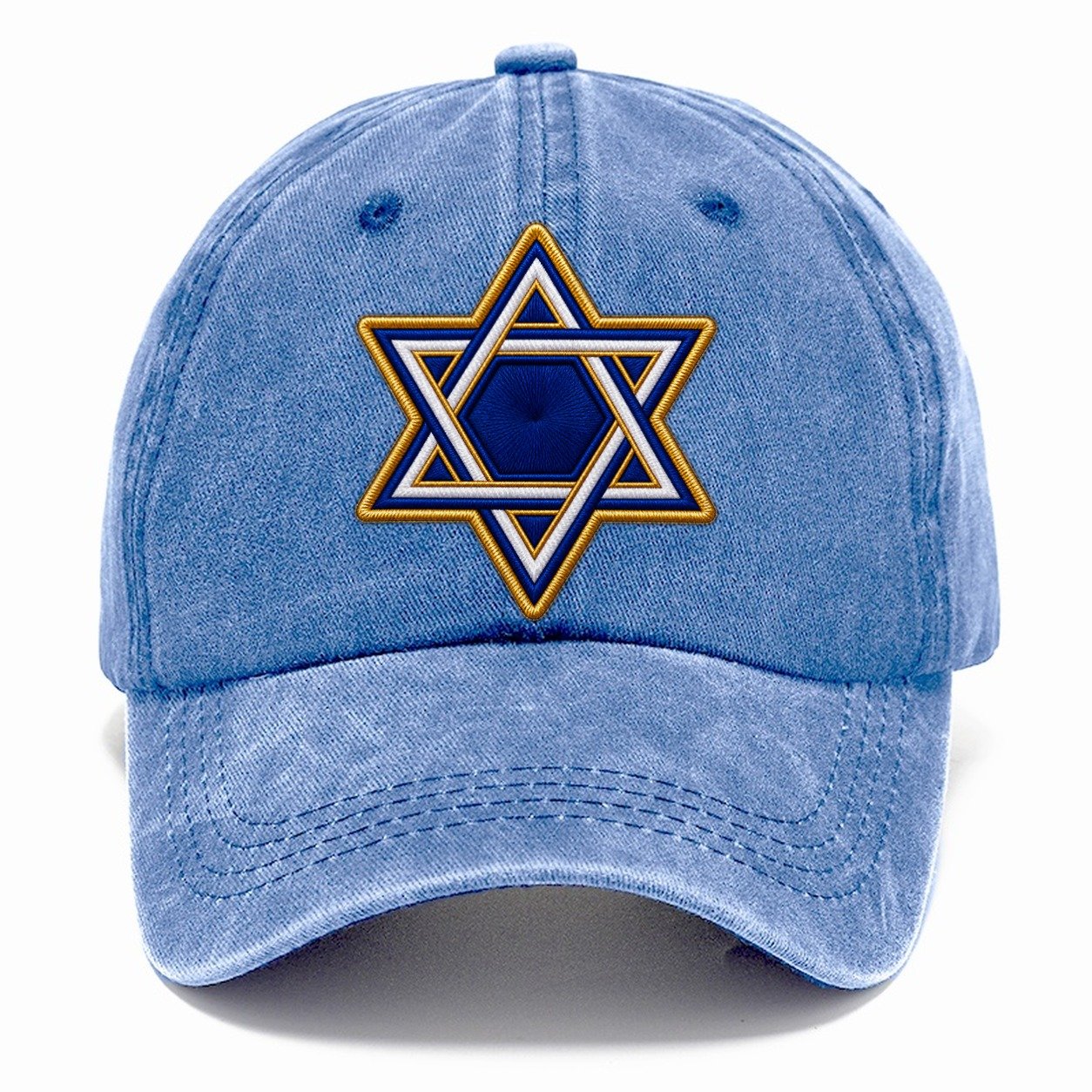 Star Of David Embroidered Patch Judaism Heritage Classic Cap – Summer Sky