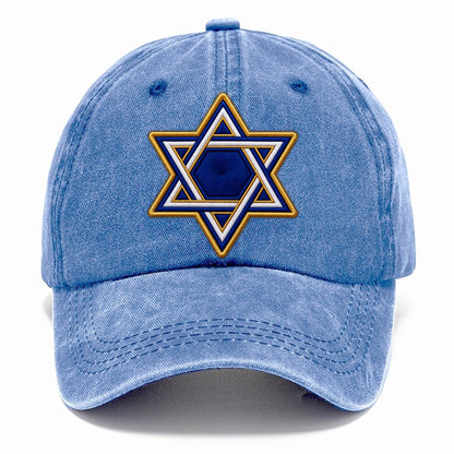 Star Of David Embroidered Patch Judaism Heritage Classic Cap – Summer Sky