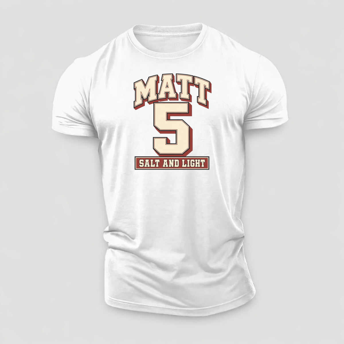 Matthew 5 Varsity Chapel Varsity Cotton T-Shirt – White
