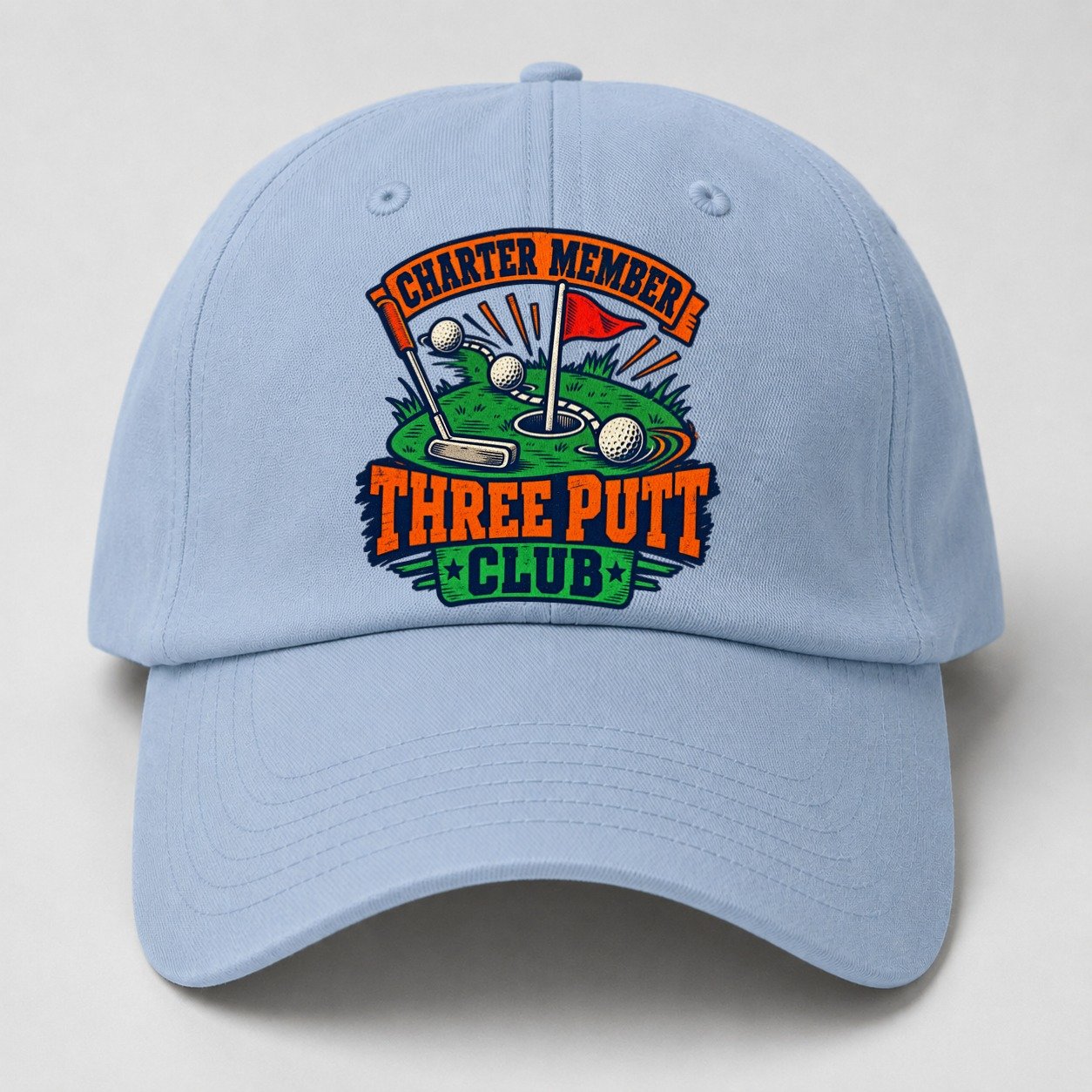 Three Putt Club Golf Life Baseball Cap – Light Blue