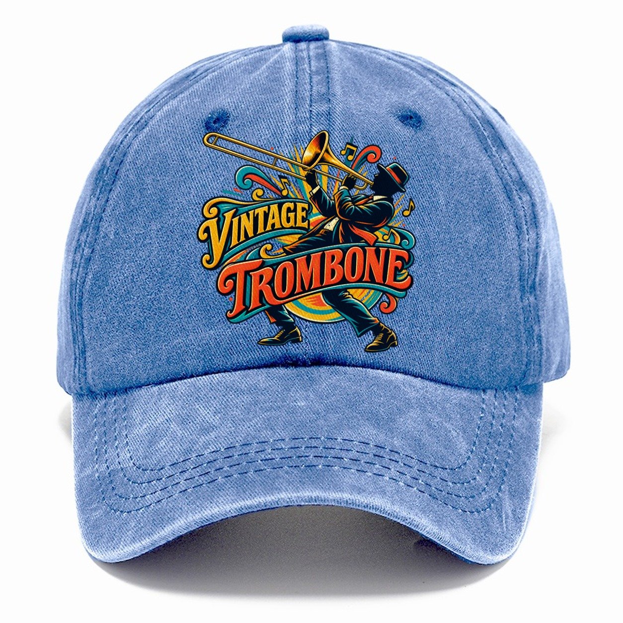 Vintage Trombone Music Instruments Classic Cap – Summer Sky