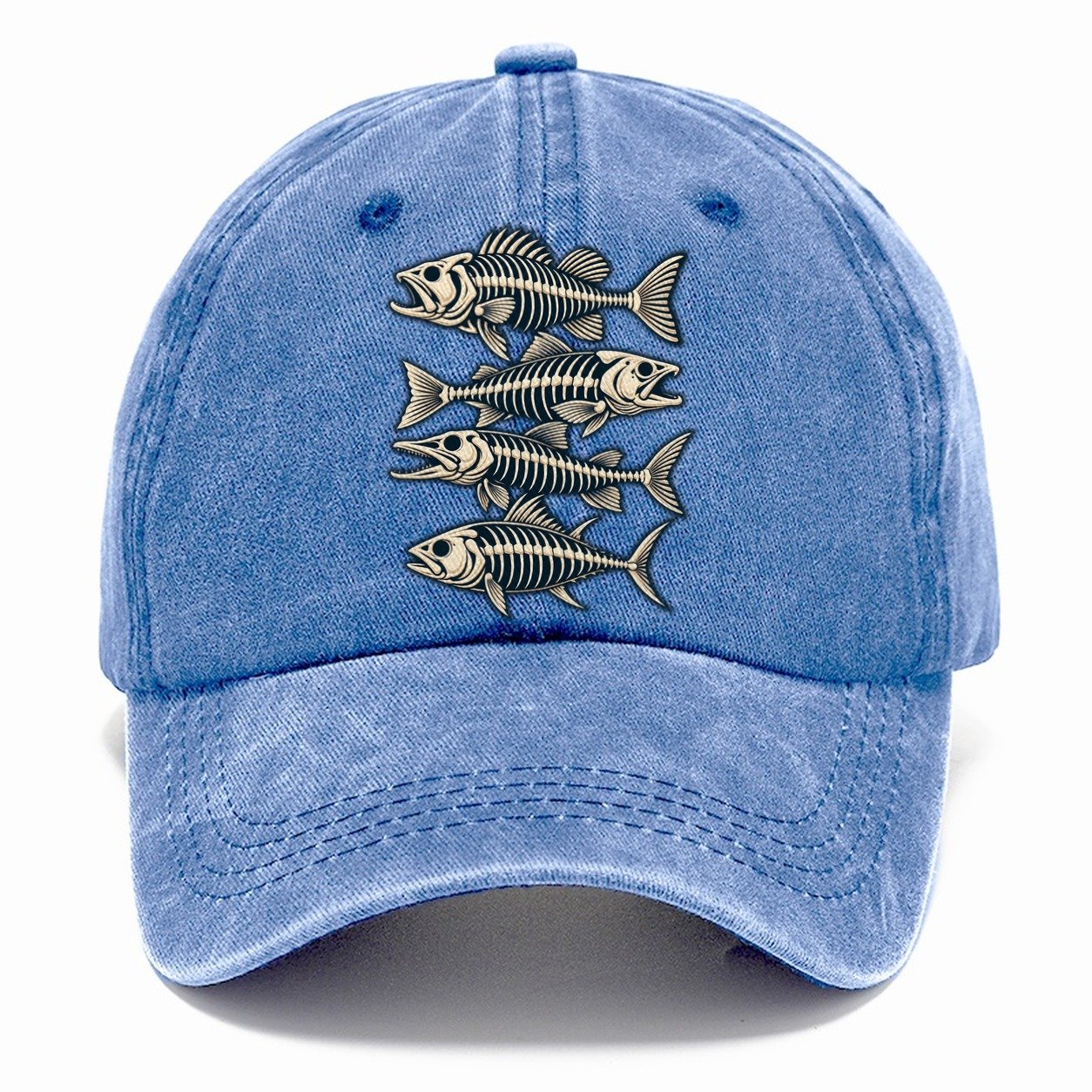 Fish Skeleton Minimal Fishing Elegant Classic Cap – Summer Sky