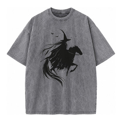 Witch On Horse Vintage T-shirt – Grey