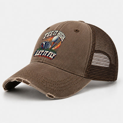 Tee It High Let It Fly Golf Life Washed Trucker Hat – Coffee