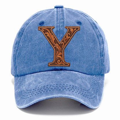 Tooled Leather Y Monogram Classic Cap – Summer Sky