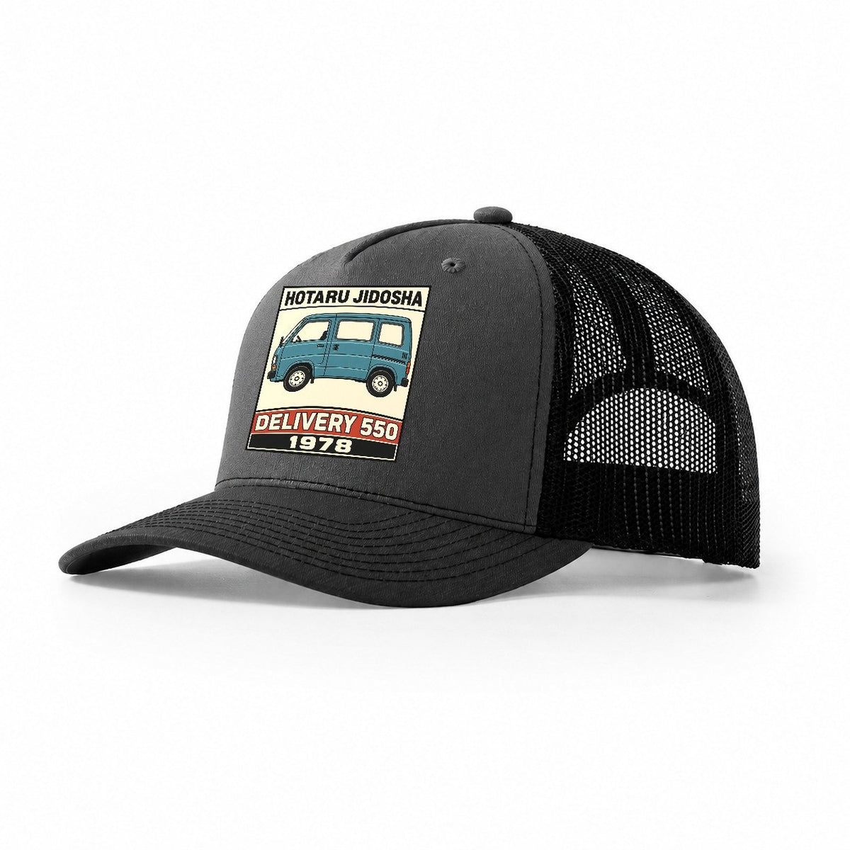 Hotaru Delivery Showa Speed Plates Trucker Hat – Dark Grey Black