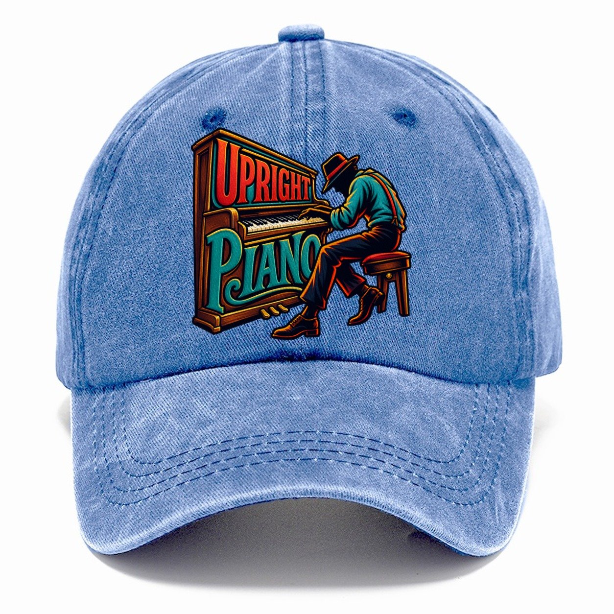 Upright Piano Wordmark Music Instruments Classic Cap – Summer Sky
