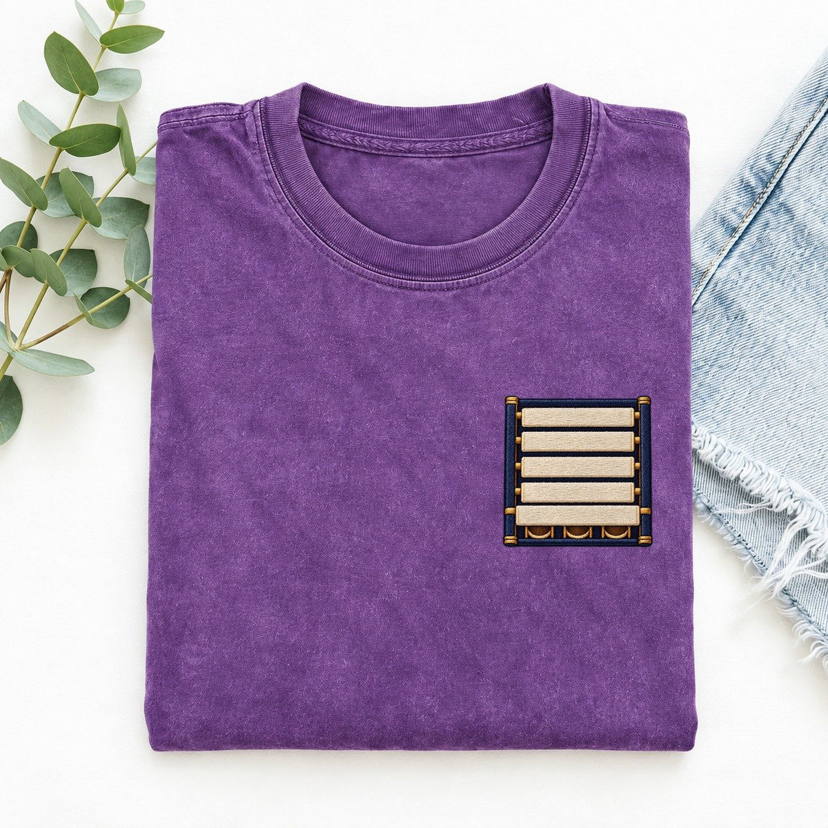Marimba Rising Bars Left Chest Vintage T-shirt – Purple