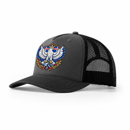 Iceland Heraldic Crest Country Logos Trucker Hat – Dark Grey Black