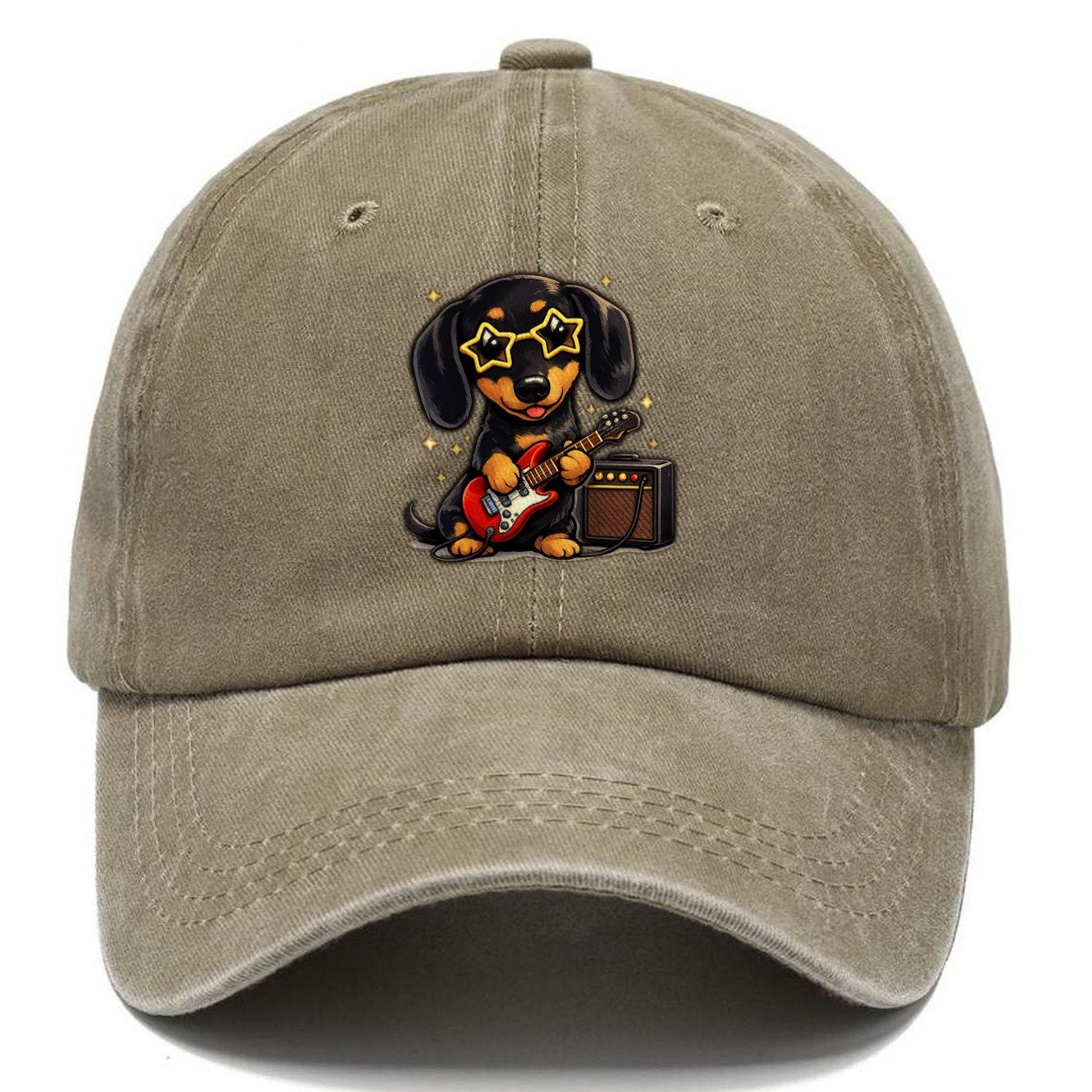 Dachshund Rockstar Classic Cap – Warm Sand