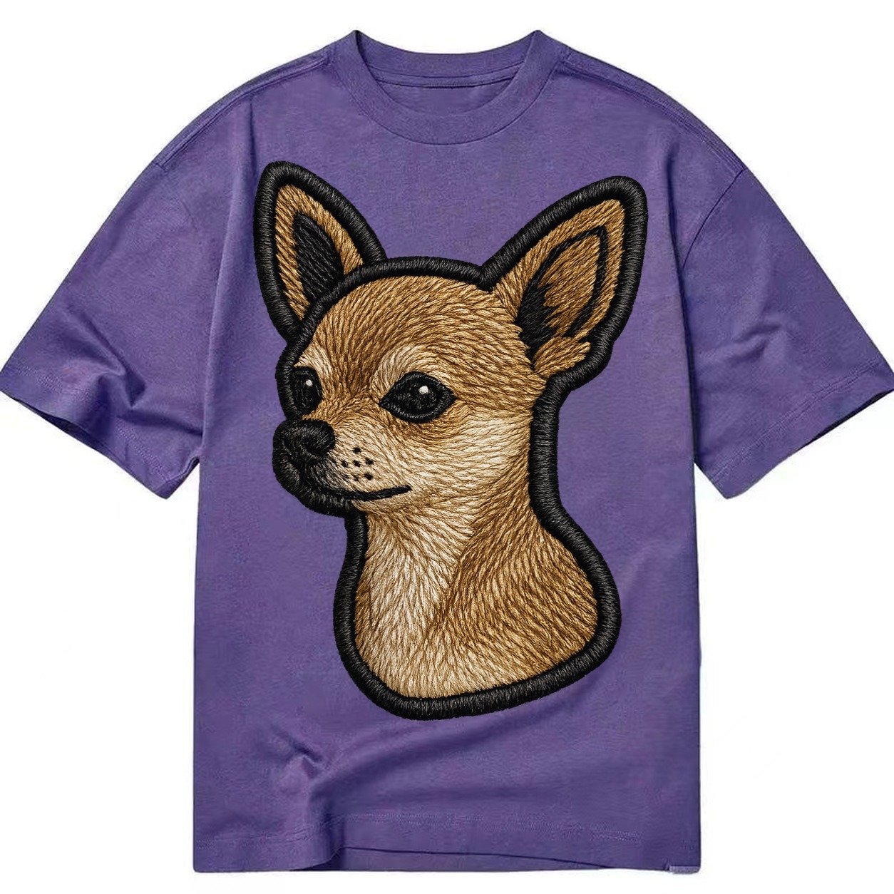Chihuahua Modern Tiny Dog Logo With Bold Black Outline Classic T-shirt – Purple