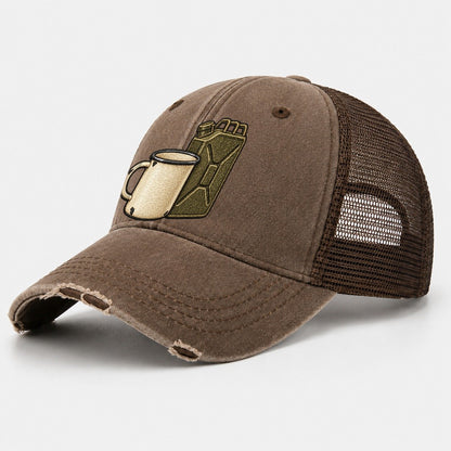 Enamel Camp Mug And Fuel Can Off Roading And Overlanding Washed Trucker Hat – Coffee