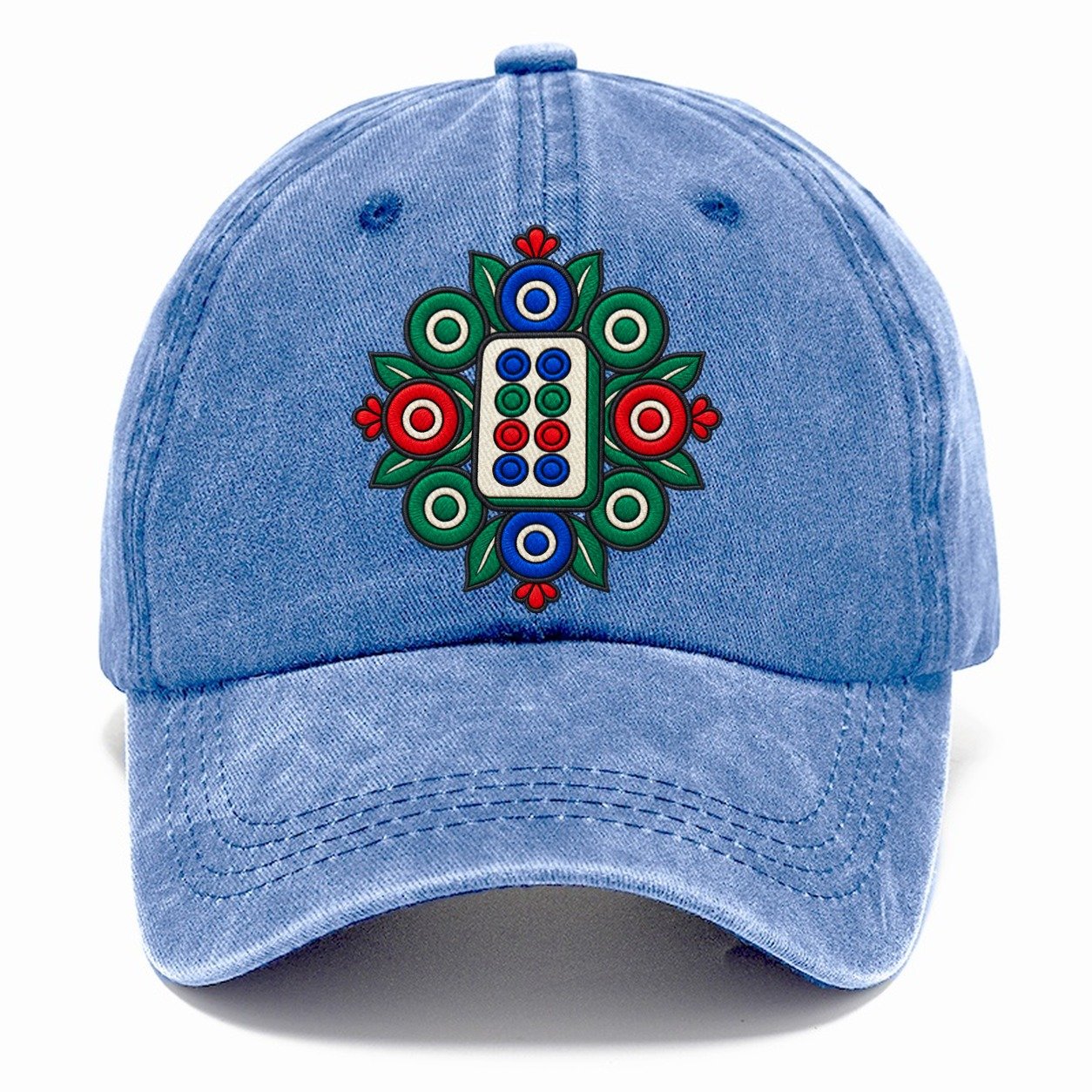 Eight Dot Bloom Mahjong Game Night Classic Cap – Summer Sky