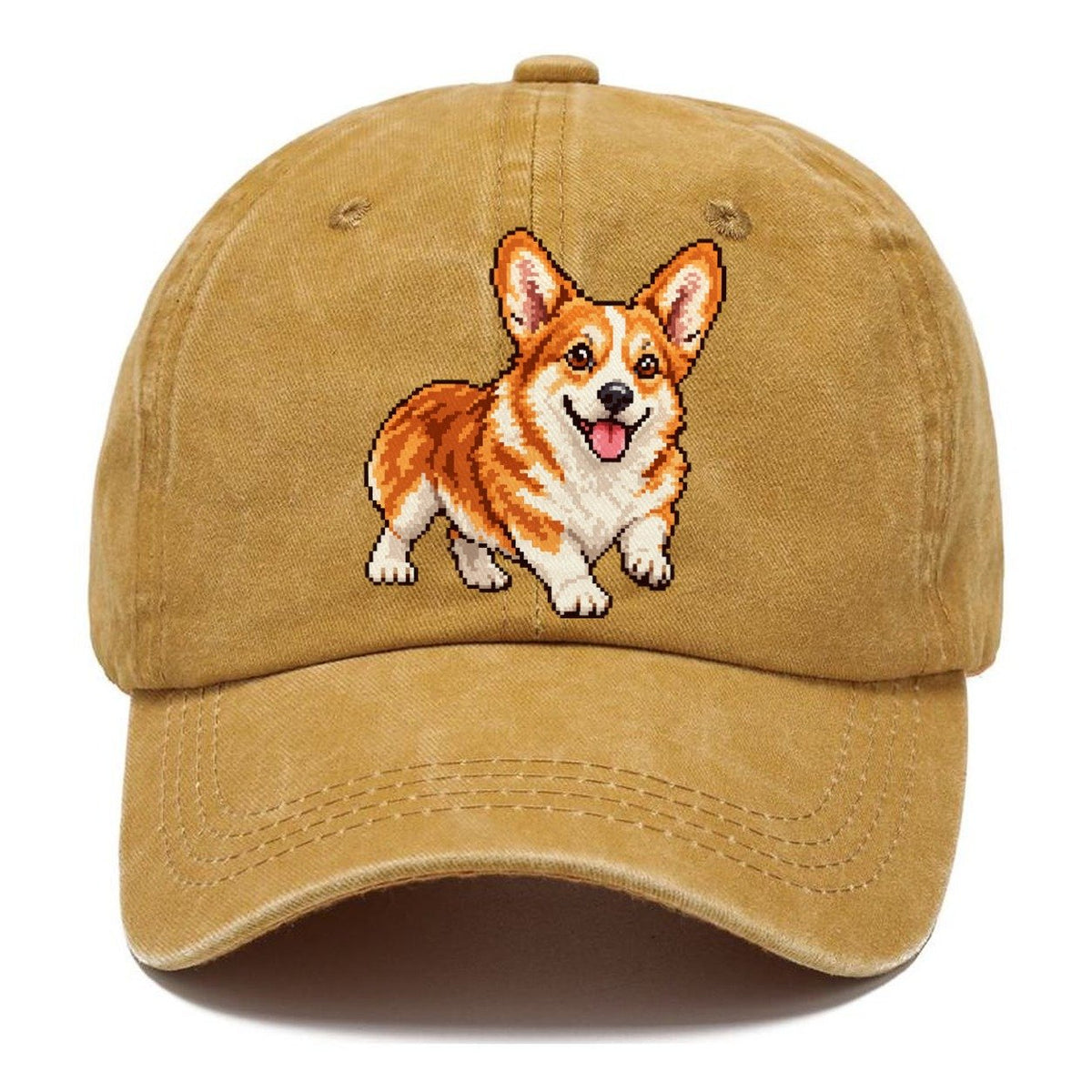 Pixel Art Smiling Corgi Classic Cap – Golden Harvest