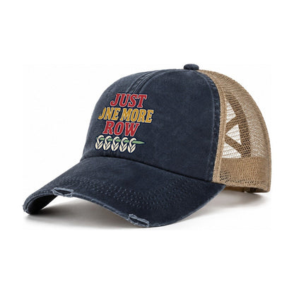 Just One More Row Yarn Crafts Women's Ponytail Trucker Hat – Navy Khaki