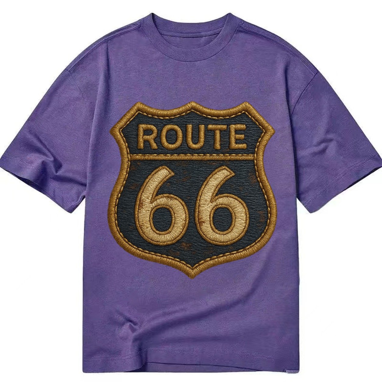Route 66 Highway Shield With Worn Paint Classic T-shirt – Purple
