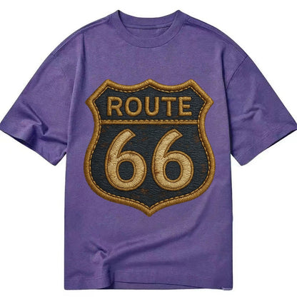 Route 66 Highway Shield With Worn Paint Classic T-shirt – Purple
