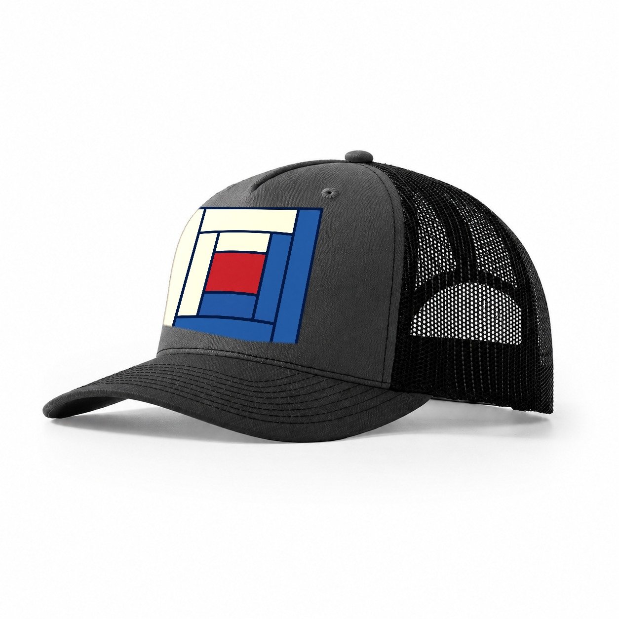 Log Cabin Block Study Sewing And Quilting Trucker Hat – Dark Grey Black
