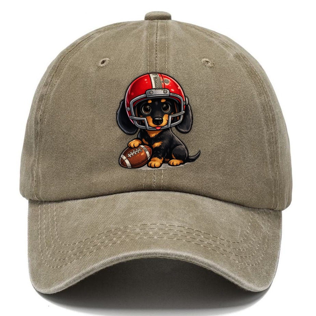 Dachshund Football Fan Classic Cap – Warm Sand