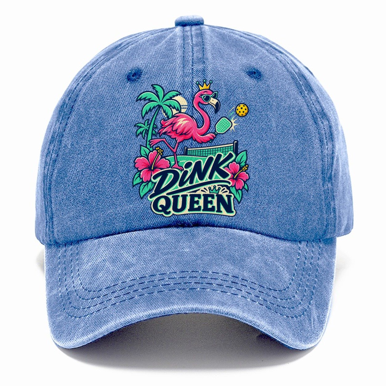 Flamingo Dink Queen Pickleball Life Classic Cap – Summer Sky