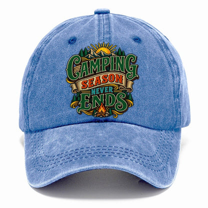 Camping Season Never Ends Retired Living Classic Cap – Summer Sky