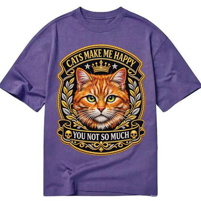 Cats Make Me Happy You Not So Much Cat Face In Orange Cat Pr Classic T-shirt – Purple