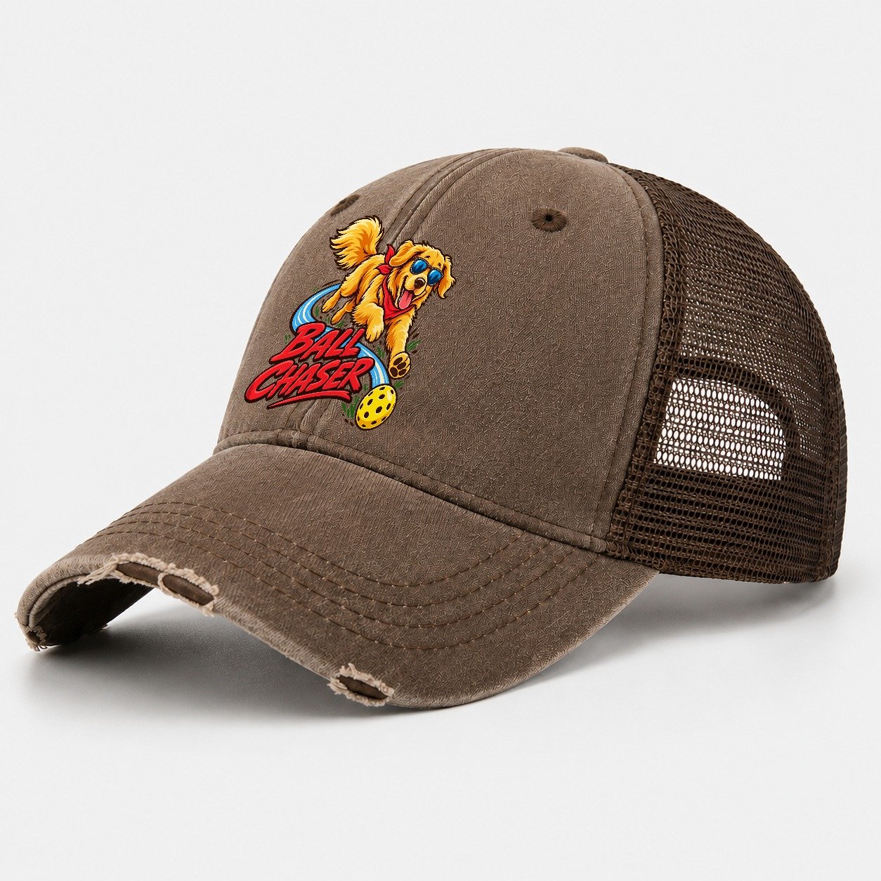 Ball Chaser Pickleball Life Washed Trucker Hat – Coffee