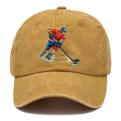 Ice Hockey Player Shooting Puck Classic Cap – Golden Harvest