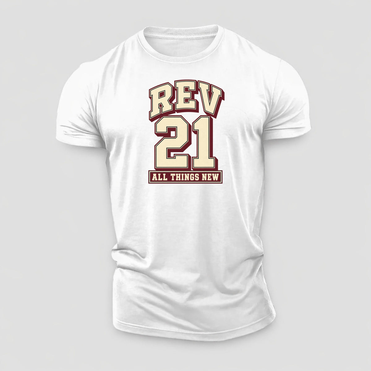 Revelation 21 Varsity Chapel Varsity Cotton T-Shirt – White
