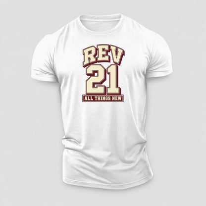 Revelation 21 Varsity Chapel Varsity Cotton T-Shirt – White