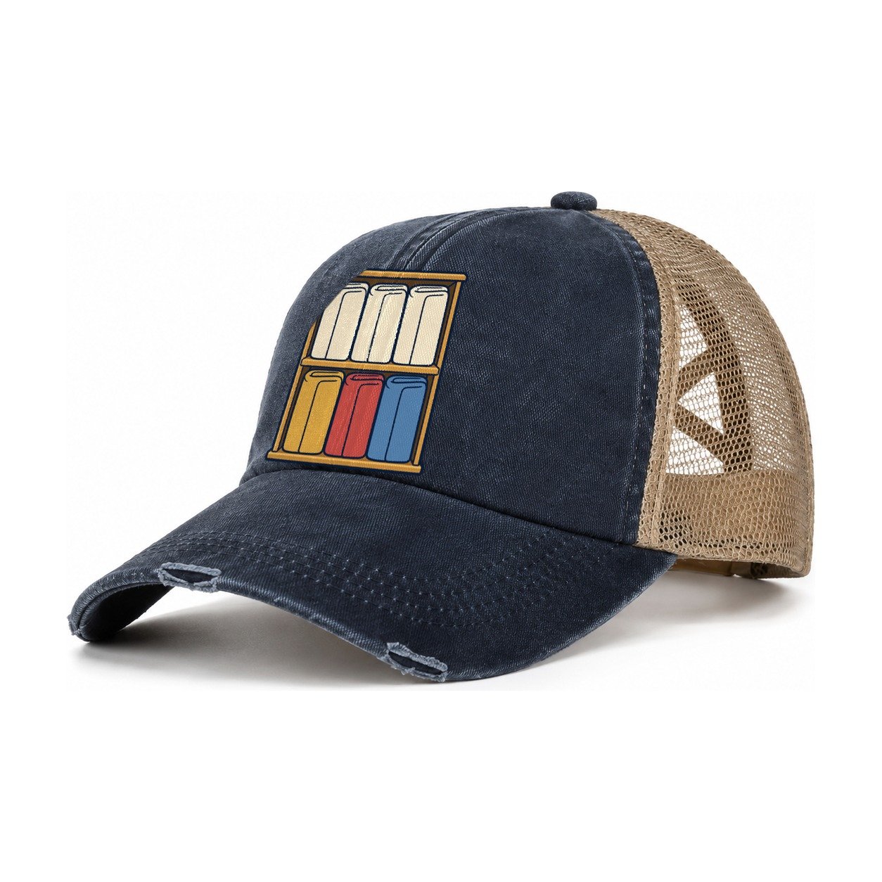 Colour Sorted Shelf Sewing And Quilting Women's Ponytail Trucker Hat – Navy Khaki