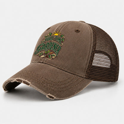 Full Time Gardener Retired Living Washed Trucker Hat – Coffee