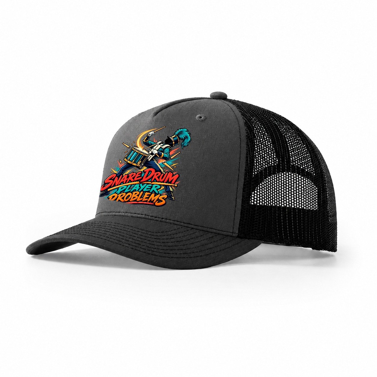 Snare Drum Player Problems Music Instruments Trucker Hat – Dark Grey Black