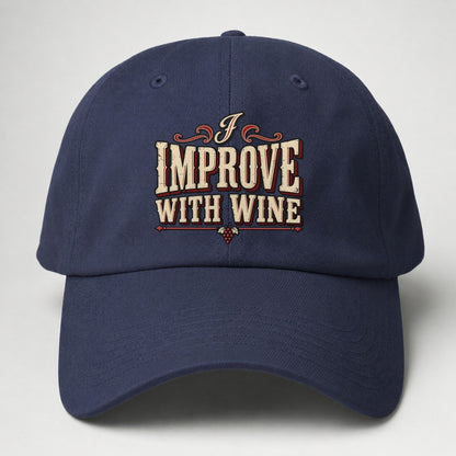 I Improve With Wine American Wit Baseball Cap – Twilight Navy