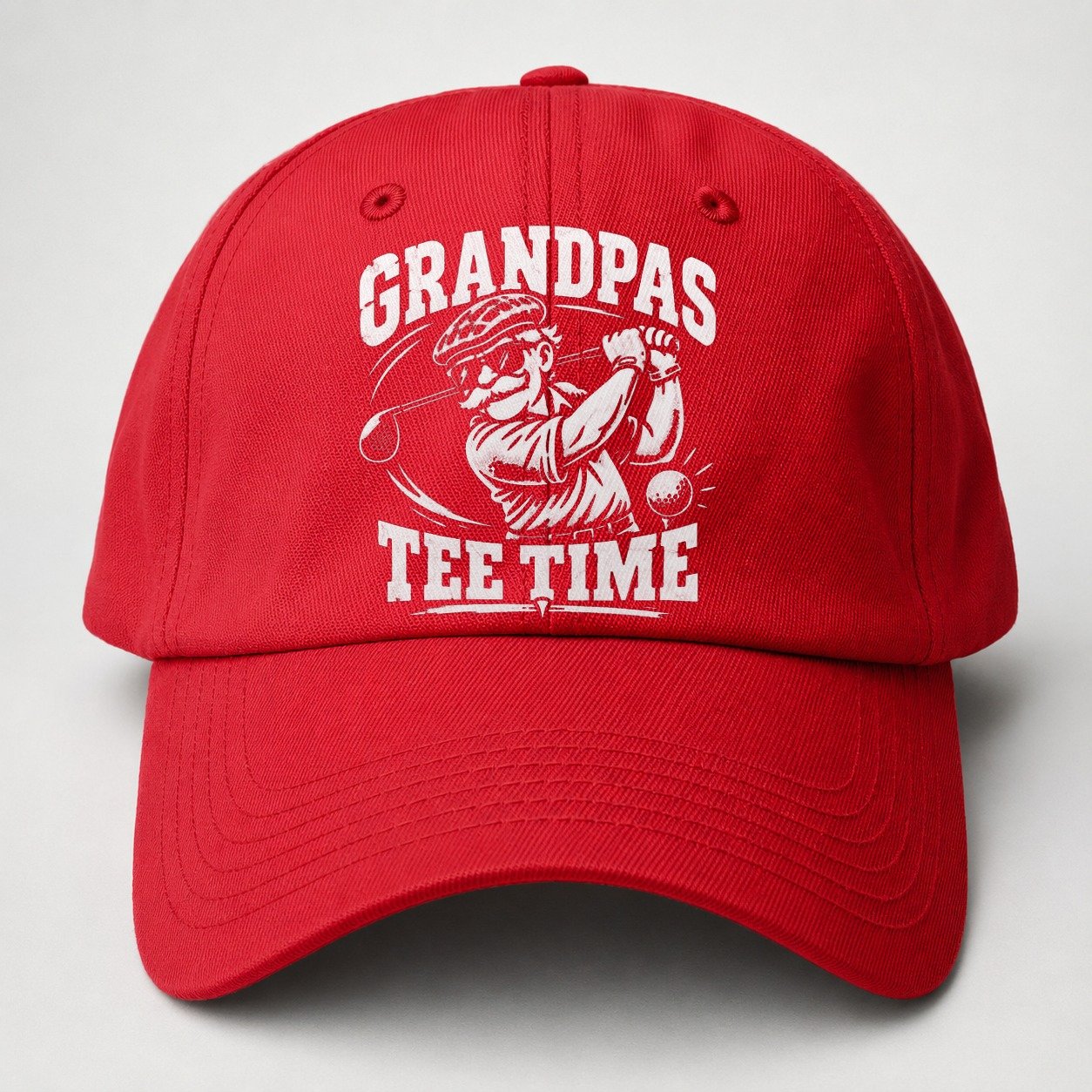 Grandpas Tee Time Golf Life Baseball Cap – Red