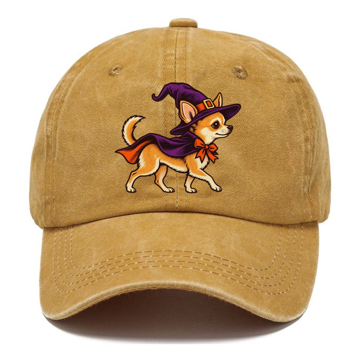 One Chihuahua In Halloween Costume Witch With A Pointed Hat And Tiny Cape Halloween Dog Parade Classic Cap – Golden Harvest