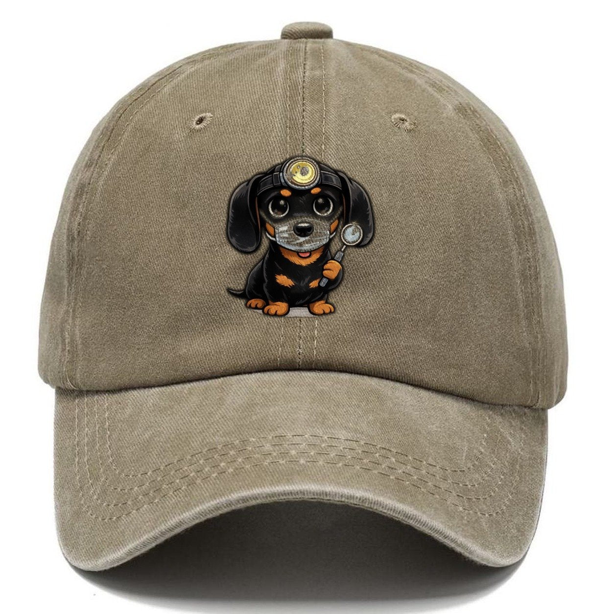 Dachshund Dentist Dental Visit Classic Cap – Warm Sand