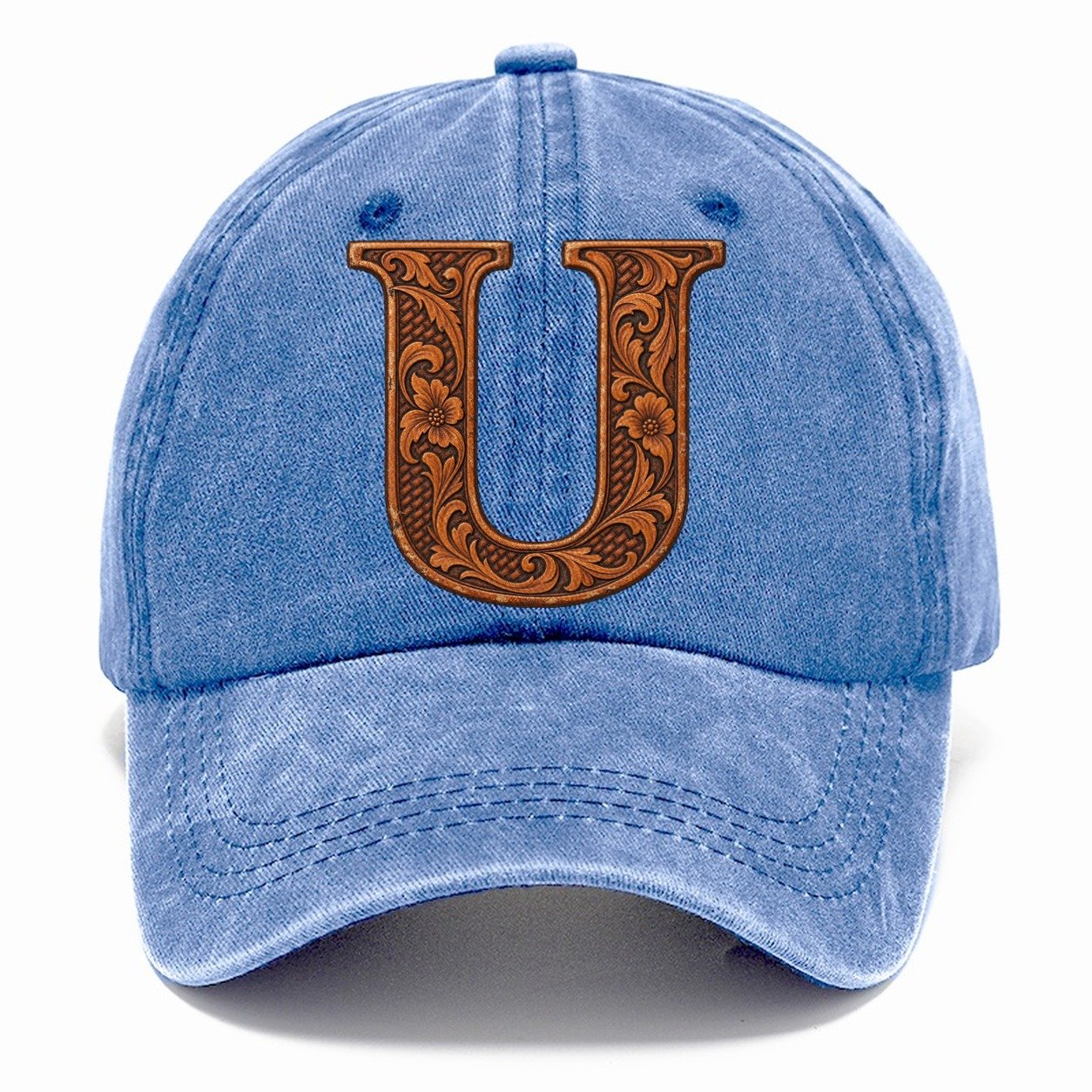 Tooled Leather U Monogram Classic Cap – Summer Sky