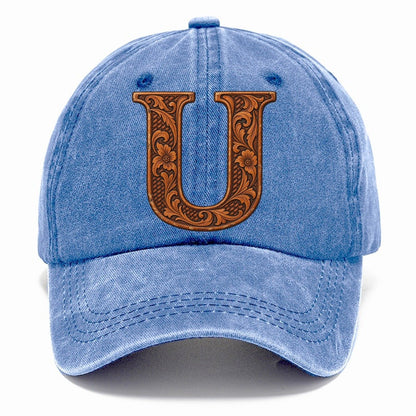 Tooled Leather U Monogram Classic Cap – Summer Sky