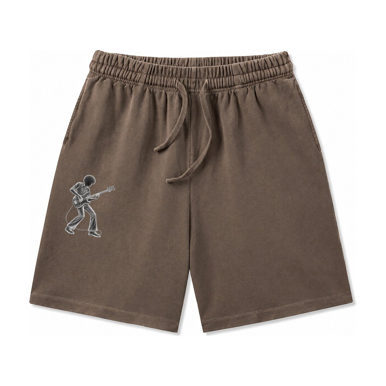 Bass Guitarist Slap Technique Washed Shorts – Coffee