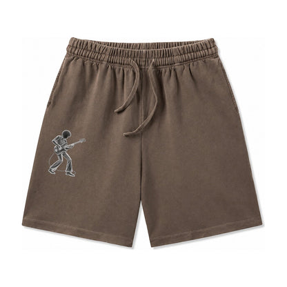 Bass Guitarist Slap Technique Washed Shorts – Coffee