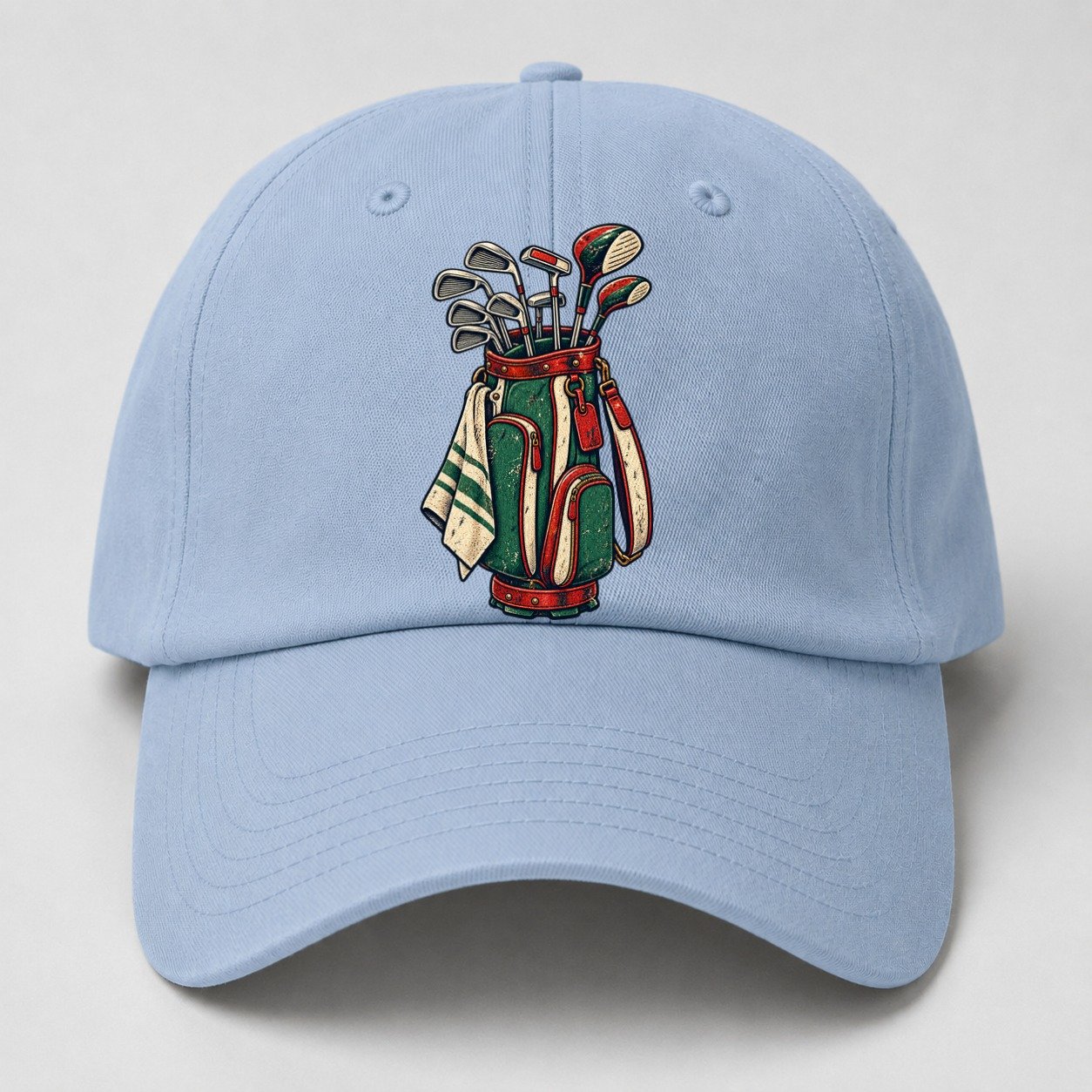Bag And Clubs Stack Golf Life Baseball Cap – Light Blue