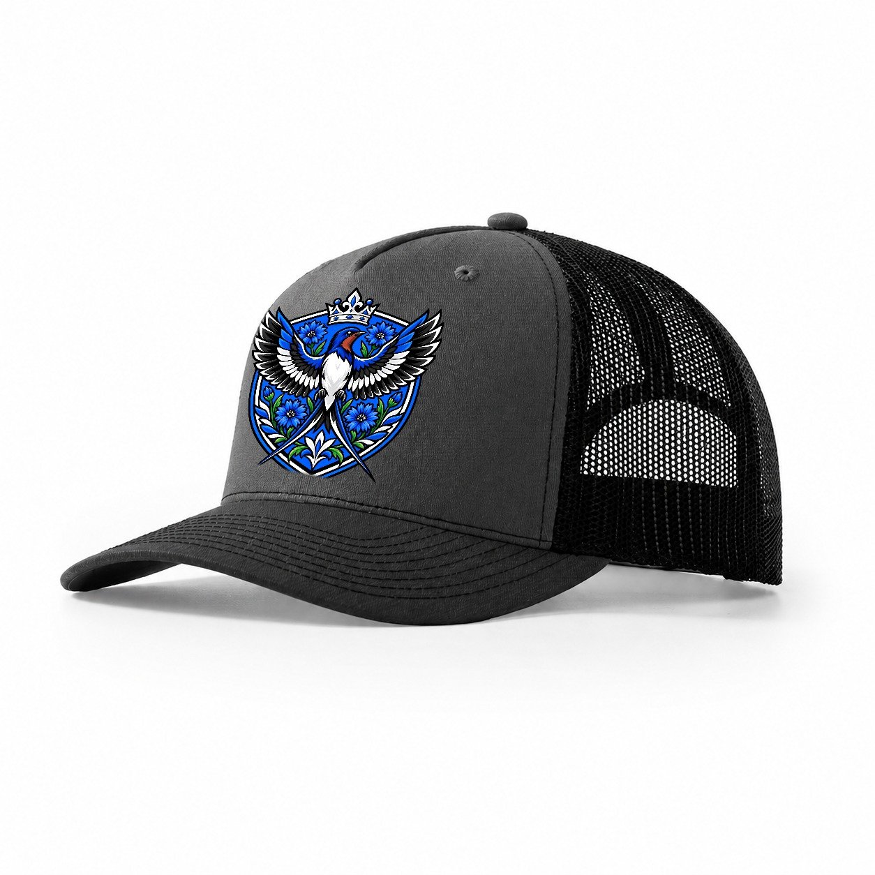 Estonia Heraldic Crest Country Logos Trucker Hat – Dark Grey Black