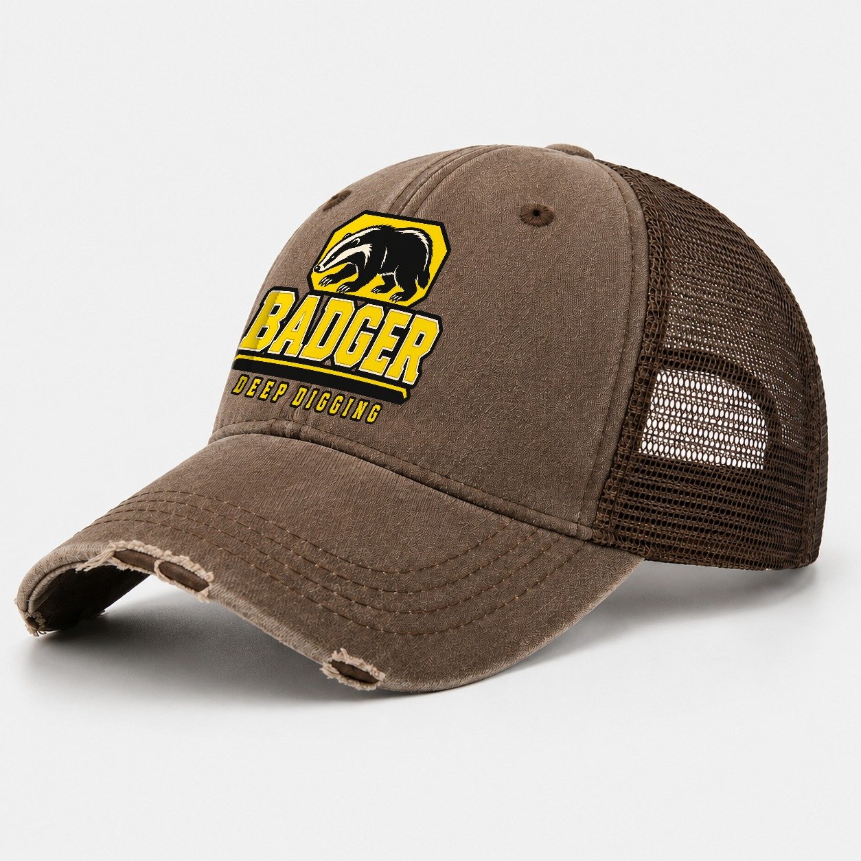 Badger Deep Digging Heavy Duty Washed Trucker Hat – Coffee