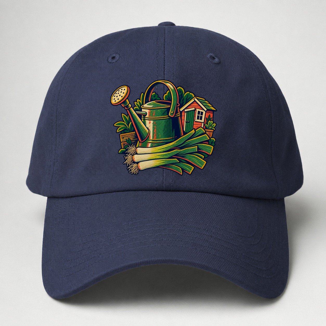 Allotment Shed Watering Can And Leeks Uk Culture Heritage Baseball Cap – Twilight Navy