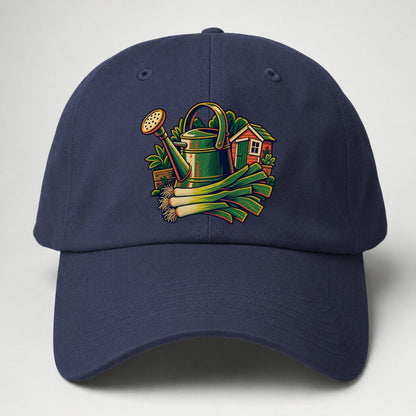 Allotment Shed Watering Can And Leeks Uk Culture Heritage Baseball Cap – Twilight Navy