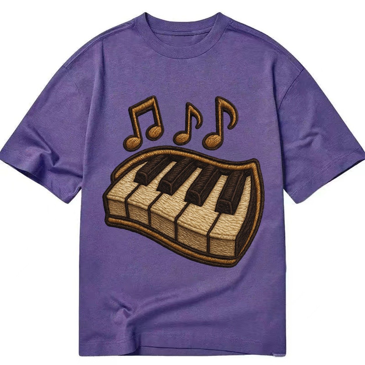 Piano Keys Ivory And Ebony Keys With Music Notes Classic T-shirt – Purple