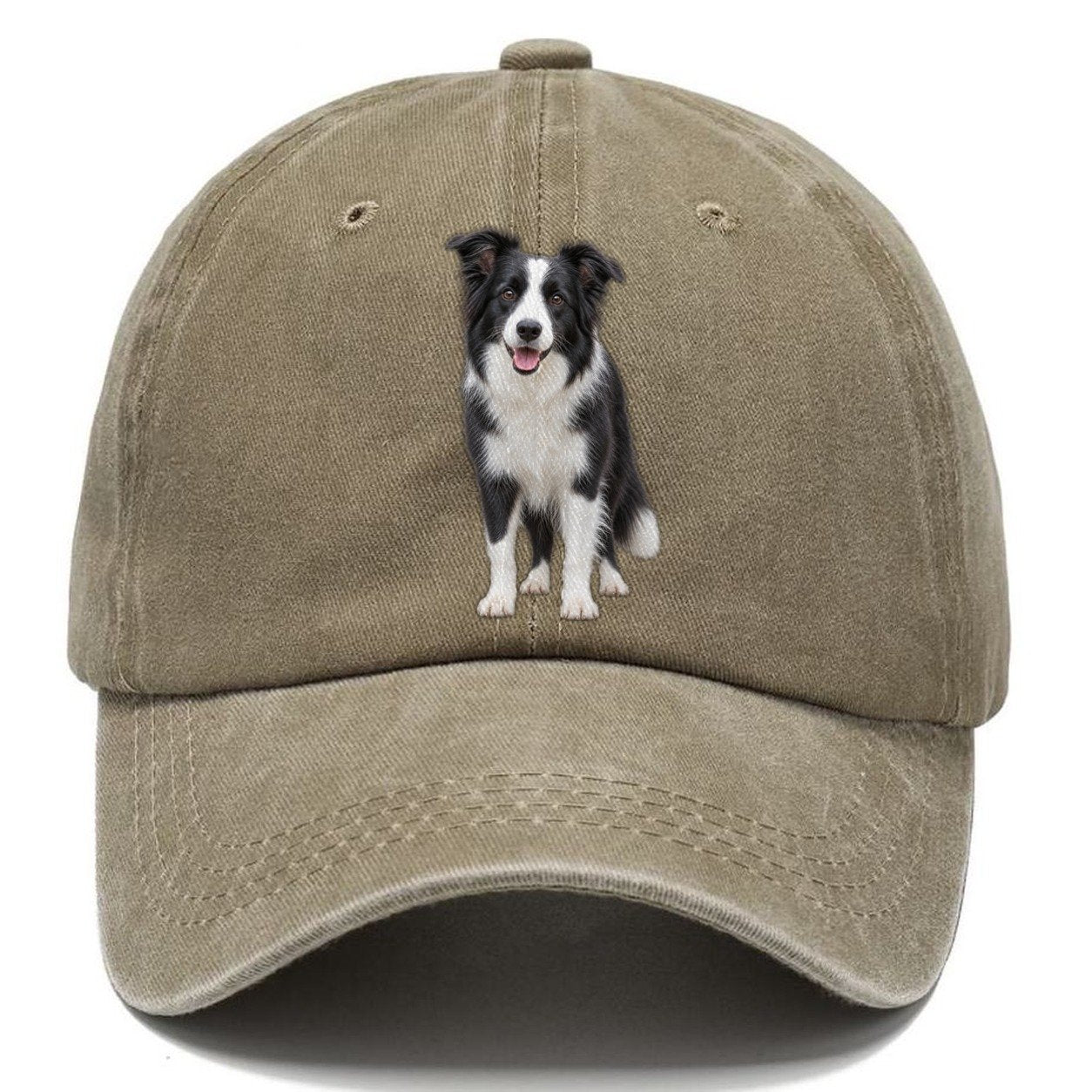 Border Collie Standing Top Breeds Classic Cap – Warm Sand