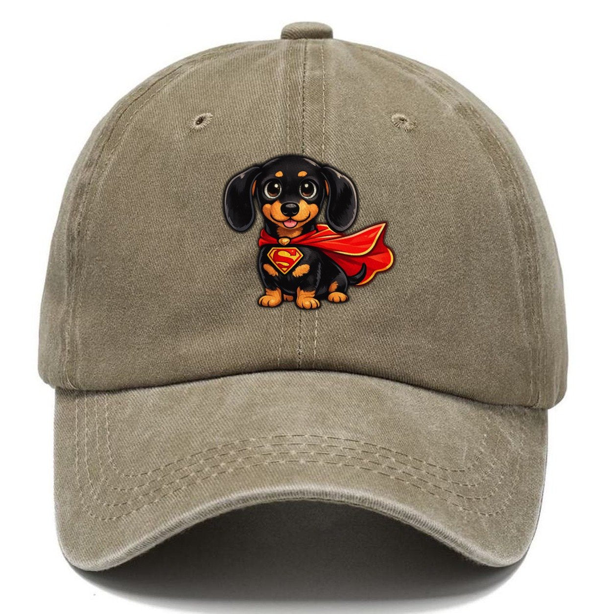 Dachshund Superhero Classic Cap – Warm Sand